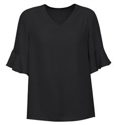 Blouse Womens Aria Fluted 100 Polyester Short Sleeve Blouse