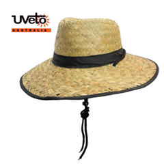 Straw Hat Light Weight UPF 50 rated broad brim hat with adjustable chin strap