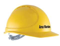 Cap Yellow Safety Cap with AREA WARDEN in Black Text on Front 3MAT010705641