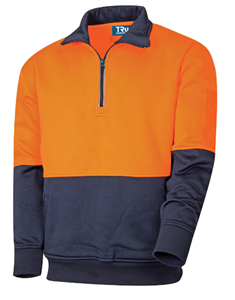 Jumper Poly Fleece Two Tone with 14 Zip with Side Pockets and Dual Pen Pocket on LH Sleeve