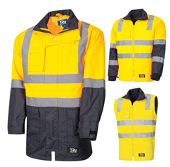 Jacket Combo 6 in 1 Hi Vis YELLOWNAVY Rain Jacket with Silver Reflective Tape