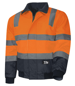 Jacket Pilot with Collar and Ribbed Waist Band  Hi Vis Two Tone with Silver Reflective Tape