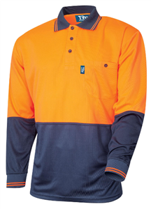 Polo HiVis Shirt Micromesh HiVis Two Tone Long Sleeve 175gsm