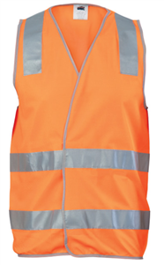 Vest HiViz Orange Silver Reflective Tape DayNight