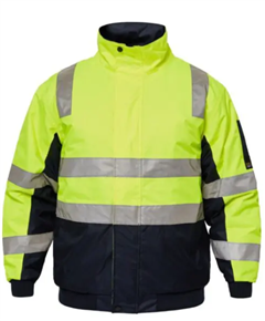 Jacket WORKCRAFT Hi Vis YELLOWNAVY Modern Bomber with Silver Reflective Tape