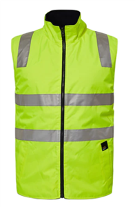 Vest WORKCRAFT Hi Vis YELLOWNAVY Reversible Fleece with Silver Ref Tape on Outer Side No Tape on Reverse Inner Side
