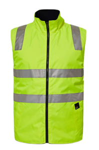 Vest WORKCRAFT Hi Vis YELLOWNAVY Reversible Fleece with Silver Ref Tape on Outer Side No Tape on Reverse Inner Side