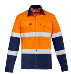Shirt SYZMIK Mens Lightweight Bio Motion Long Sleeve 100 Cotton Twill Shirt with Under Arm Mesh Vent Inserts  150gsm