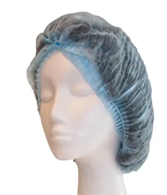 Disposable Crimped Berets Blue 21 Made From NonWoven Polypropylene and Latex Free Elastic Carton 1000 Pieces