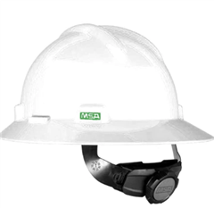 Safety HAT Wide Full Brim VGard 4PT White Unvented with OZ MINERALS  Logo  Silver Reflective Tape on Sides  Back
