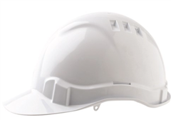 Safety Cap White V6 Vented with PushLock Harness with McConnell Dowell Creative Construction Logo on Front of White Safety Cap 3 Colour PrintSize6