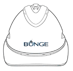 Hard Hat White V9 Vented With Adjustable Ratchet Harness with BUNGE Logo