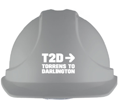 Cap Safety Vented Force360 GREY Cap with Slide Lock Harness and T2D TORRENS TO DARLINGTON Logo in WHITE on Front 1 Colour PrintHPFPRGT03