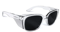 Spec Bolle STKS 410 Safety Spec with Smoke PC Lens PLATINUM ASAF  Crystal Temples and Frame