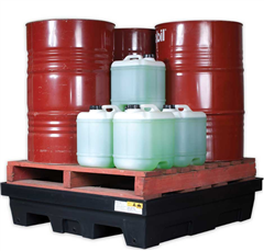 Drum Bund Four 4 Drum Spill Polyethylene  Weight 31kg  Sump Capacity 242 Litres  Dimensions 1230mm l x 1230mm w x 280mm h