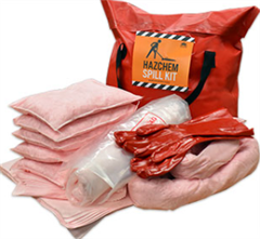 Spill Kit Hazchem Pack Large Spill Kit Contained in Heavy Duty Red Weatherproof Bag with Dust Seal and Carry Handles