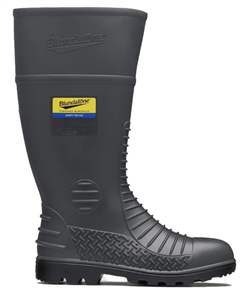 Gumboot BLUNDSTONE Knee Safety Toe Cap Grey Yellow Sticker
