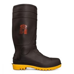 Gumboot OLIVER Black with Yellow Sole and Safety Toe BLACK