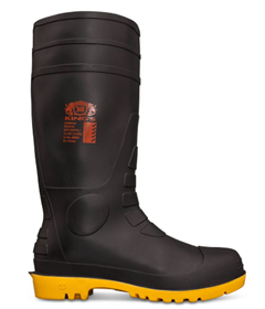 Gumboot OLIVER Black with Yellow Sole  Safety Toe and Steel MidSole BLACK