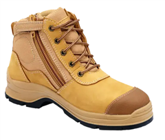 Boot Leather Zip Sided Ankle Safety HIker  Wheat