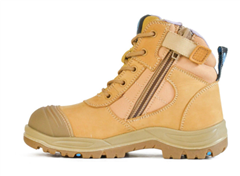 Boot BATA Ladies DAKOTA Zip Sided Lace Up Ankle Boot with Steel Toecap  Colour Wheat    USA SIZING 
