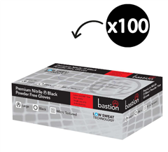 Glove Premium Nitrile Black Powder Free Glove with Low Sweat Technology  Box 100