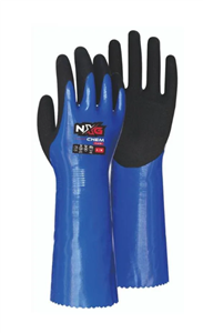 Glove NXG Chemical Blue Nitrile Glove with Lightweight 18 Gauge Liner Excellent Grip in Wet Conditions  360mm Long
