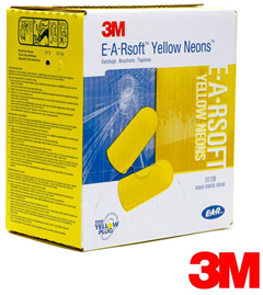 Earplugs EarSoft Yellow Neon 3M Regular Un Corded   Box 200 