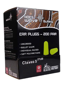 Earplug Class 5 Uncorded WAVE Bullets Earplug 27dB Box 200