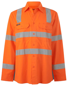 Shirt King Gee  Wookcool Mens Vic Rail Cotton Ripstop Shirt with Silver Reflective Tape