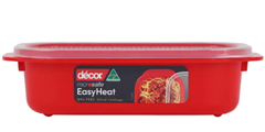 Decor Microsafe Red 900ml Oblong Container   232 x 142 x 64mm