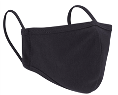 Face Mask ReUsable 2 Ply Cotton Face Mask BLACK with Logo  OZ  MINERALS  Running Upwards On Side Of OZ in WHITE       LOGO IN WHITE  on BLack Mask 