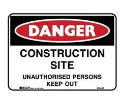 Sign Poly 600 x 450mm  Danger Construction Site