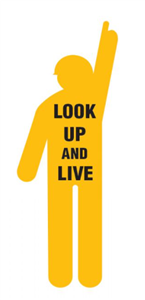 Sign Corflute H1650mm x W600mm YellowBlack Worker Look up  Live