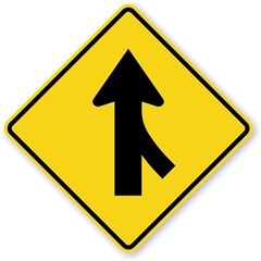 Sign Merging Traffic Right Class 1 600 x 600mm Aluminium