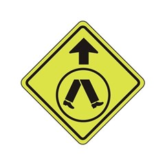 Sign Pedestrians Ahead Lime Green Class 1 Aluminium 600mm x 600mm