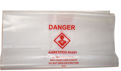 Bag Asbestos Disposable Labelled Clear Bag  Features Red Health Danger Pictorgram  1100mm x 700mm x 200mcns