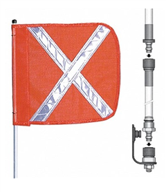 Flagstaff 24 Metre HD with Orange Mesh Flag w Reflective X and Quick Release plus Spring