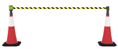 Pilot Retractable Barrier Belt  10 Metre  Black  Yellow Complete with Cone Mount Adaptor  Wall Receiver